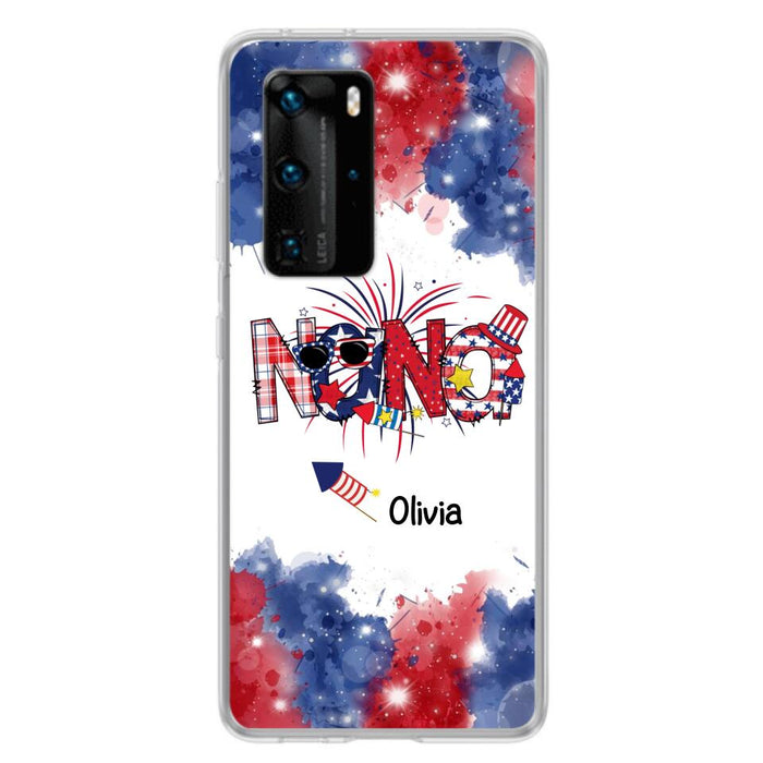 Custom Personalized Grandma Phone Case - 4th of July Mimi Phone Case With Child Names - Up To 10 Children - Gift Idea For Grandma - Cases For Oppo, Xiaomi And Huawei