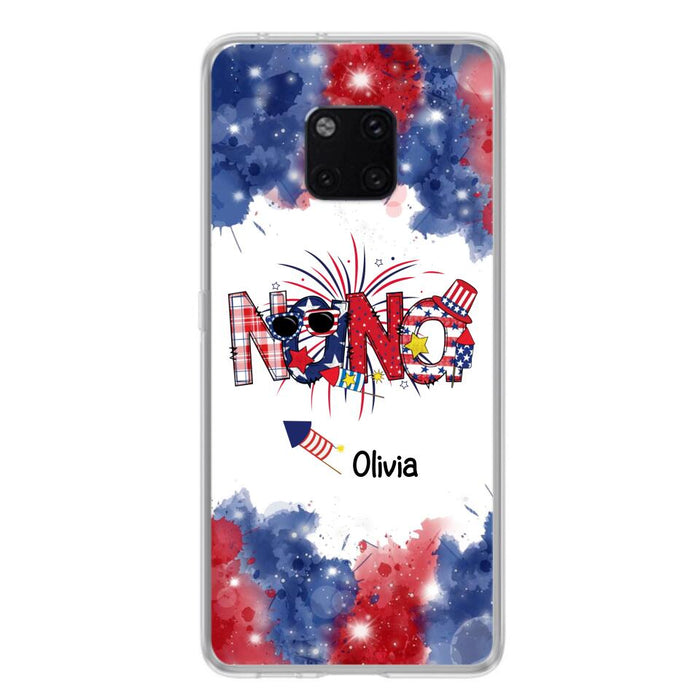 Custom Personalized Grandma Phone Case - 4th of July Mimi Phone Case With Child Names - Up To 10 Children - Gift Idea For Grandma - Cases For Oppo, Xiaomi And Huawei