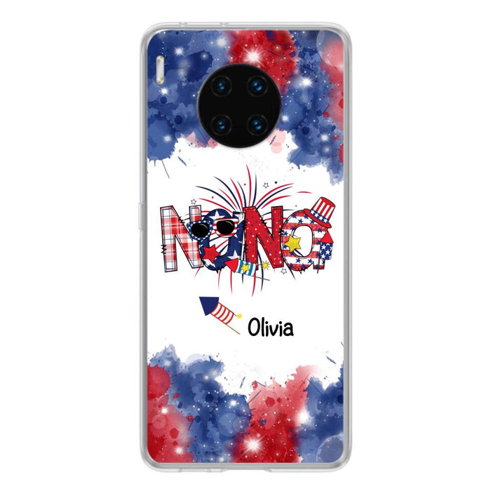 Custom Personalized Grandma Phone Case - 4th of July Mimi Phone Case With Child Names - Up To 10 Children - Gift Idea For Grandma - Cases For Oppo, Xiaomi And Huawei