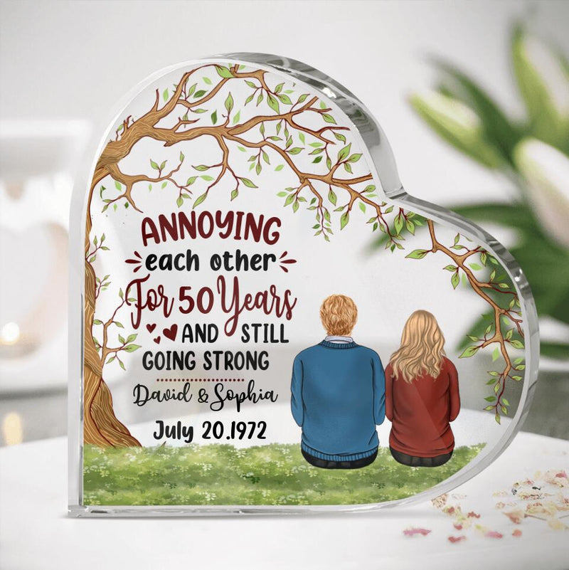 Personalized Couple Crystal Heart Keepsake -  Anniversary Gift Idea For Couple - Annoying Each Other For 50 Years And Still Going Strong