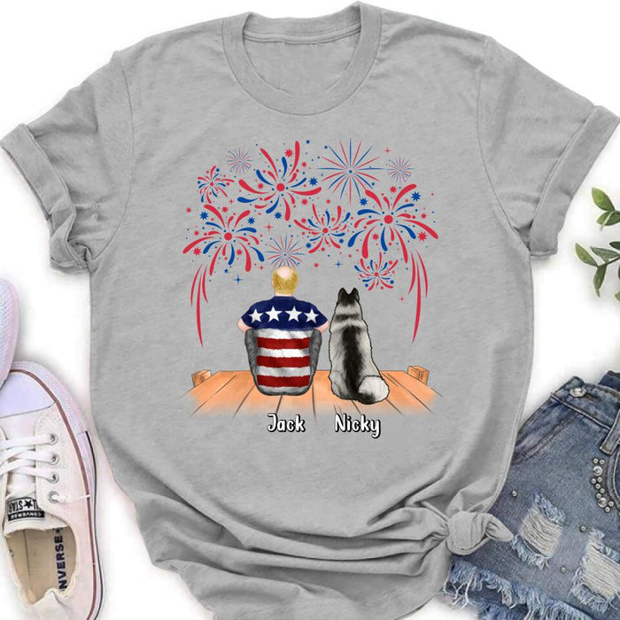 Custom Personalized Independence Day Shirt - Family With Upto 4 Dogs/Cats - Gift Idea For Independence Day/Family/Dog/Cat Lover