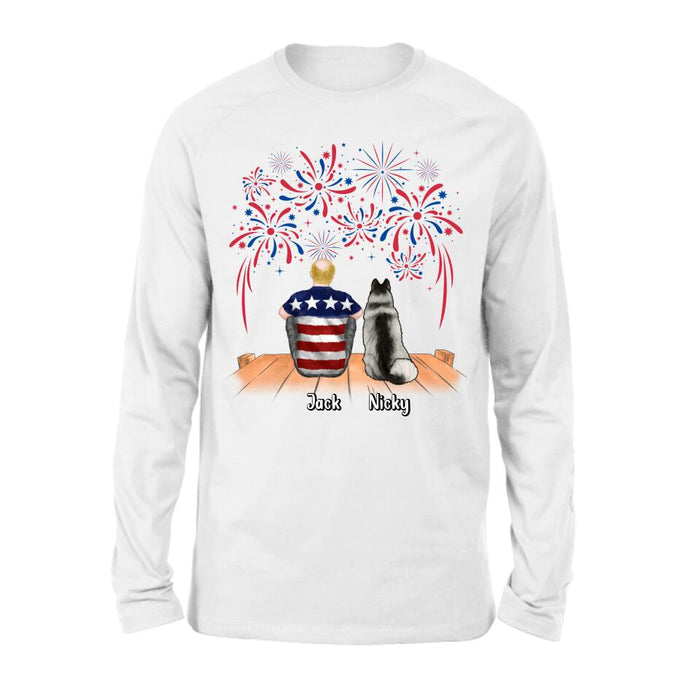 Custom Personalized Independence Day Shirt - Family With Upto 4 Dogs/Cats - Gift Idea For Independence Day/Family/Dog/Cat Lover