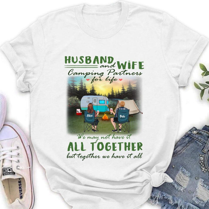 Custom Personalized Camping Shirt/ Pullover Hoodie - Couple/ Parents With Kid And Pet - Valentine's Day Gift Idea For Camping Lover - Husband And Wife Camping Partners For Life