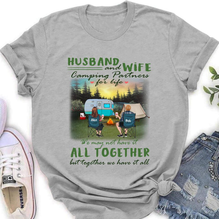 Custom Personalized Camping Shirt/ Pullover Hoodie - Couple/ Parents With Kid And Pet - Valentine's Day Gift Idea For Camping Lover - Husband And Wife Camping Partners For Life