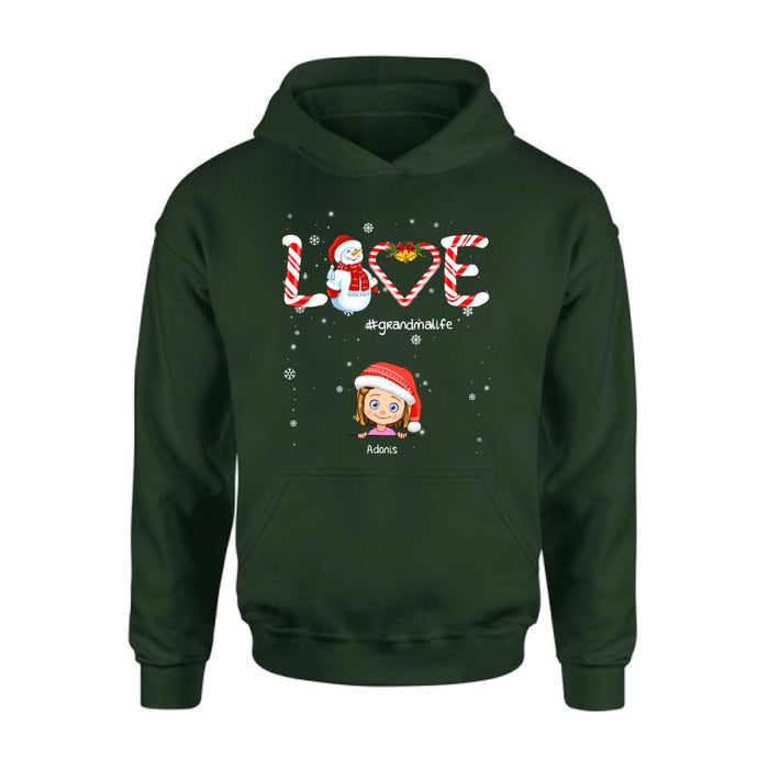 Custom Personalized Christmas Grandmalife Sweatshirt/ T-shirt/ Hoodie - Upto 6 Kids - Gift Idea For Grandma, Mama