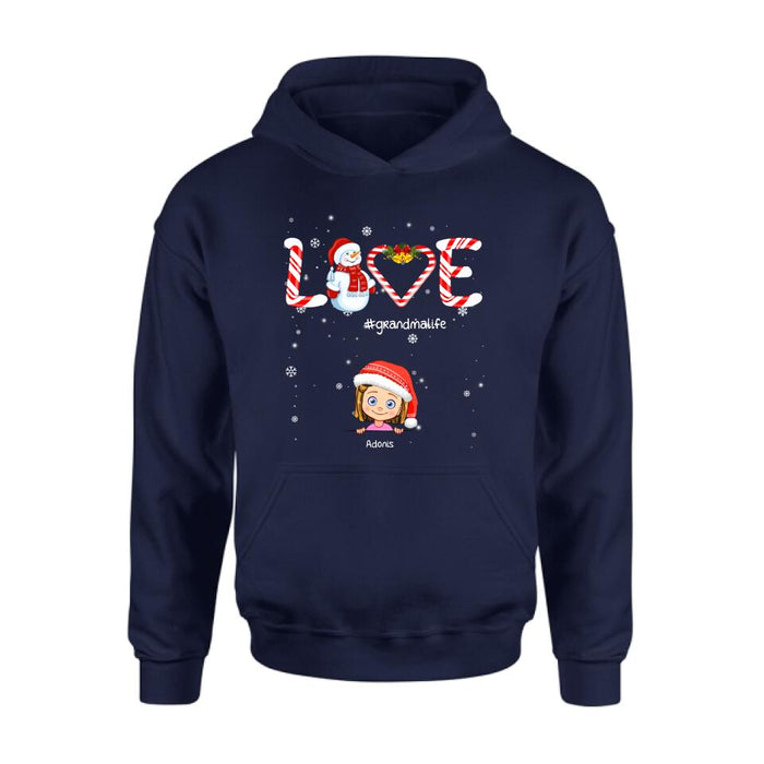 Custom Personalized Christmas Grandmalife Sweatshirt/ T-shirt/ Hoodie - Upto 6 Kids - Gift Idea For Grandma, Mama