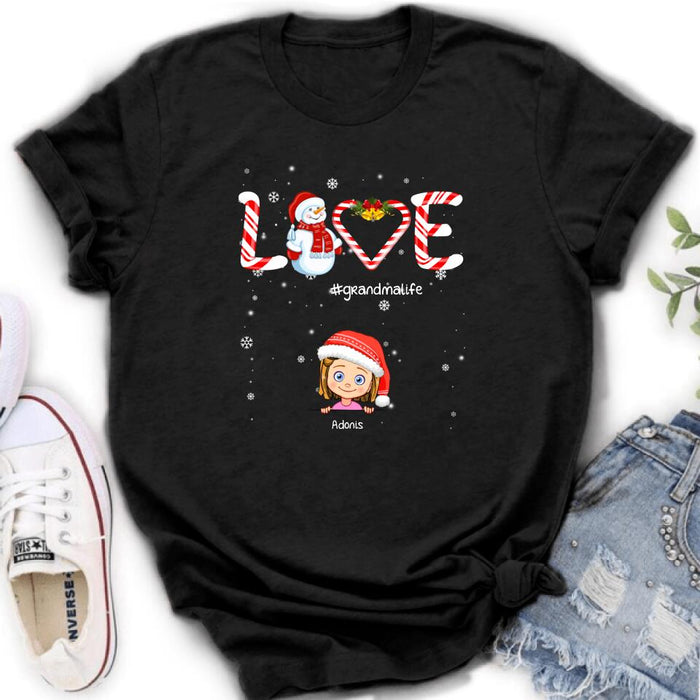 Custom Personalized Christmas Grandmalife Sweatshirt/ T-shirt/ Hoodie - Upto 6 Kids - Gift Idea For Grandma, Mama