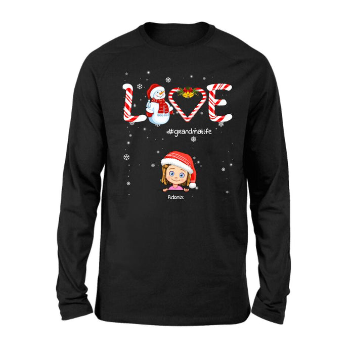 Custom Personalized Christmas Grandmalife Sweatshirt/ T-shirt/ Hoodie - Upto 6 Kids - Gift Idea For Grandma, Mama