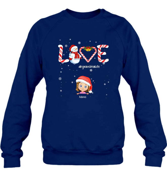 Custom Personalized Christmas Grandmalife Sweatshirt/ T-shirt/ Hoodie - Upto 6 Kids - Gift Idea For Grandma, Mama