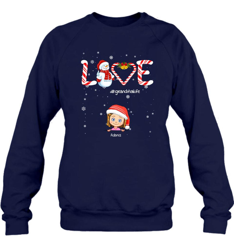 Personalized Christmas Grandmalife Sweatshirt/T-shirt/Hoodie - Up to 6 Kids - Gift Idea For Grandma, Mama