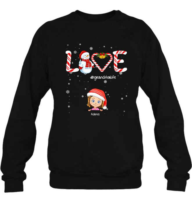 Custom Personalized Christmas Grandmalife Sweatshirt/ T-shirt/ Hoodie - Upto 6 Kids - Gift Idea For Grandma, Mama