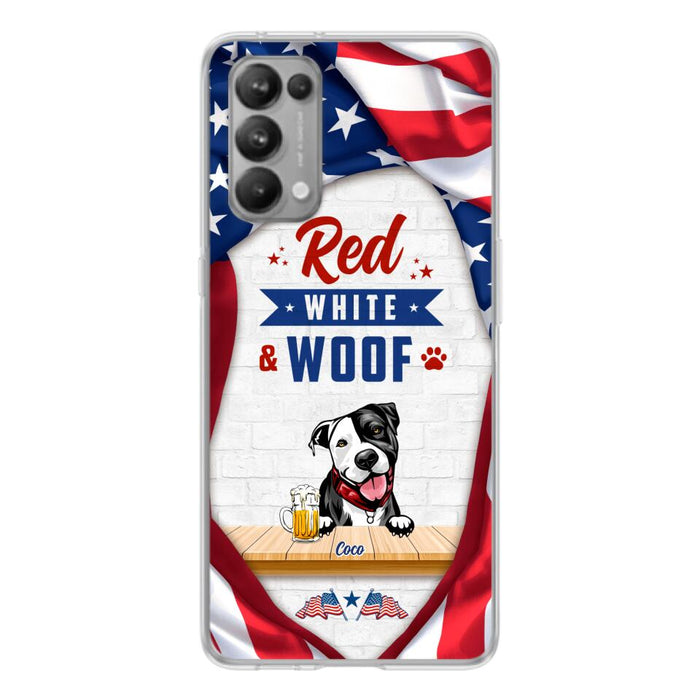 Custom Personalized Dog Phone Case - Gift Idea For Independence Day/ Dog Lover - Red, White & Woof - Case For Xiaomi, Oppo And Huawei