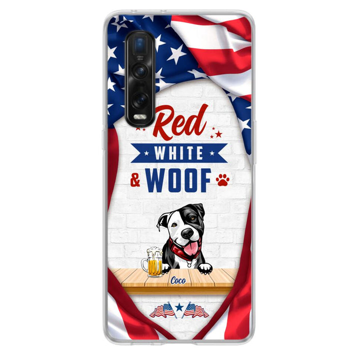 Custom Personalized Dog Phone Case - Gift Idea For Independence Day/ Dog Lover - Red, White & Woof - Case For Xiaomi, Oppo And Huawei