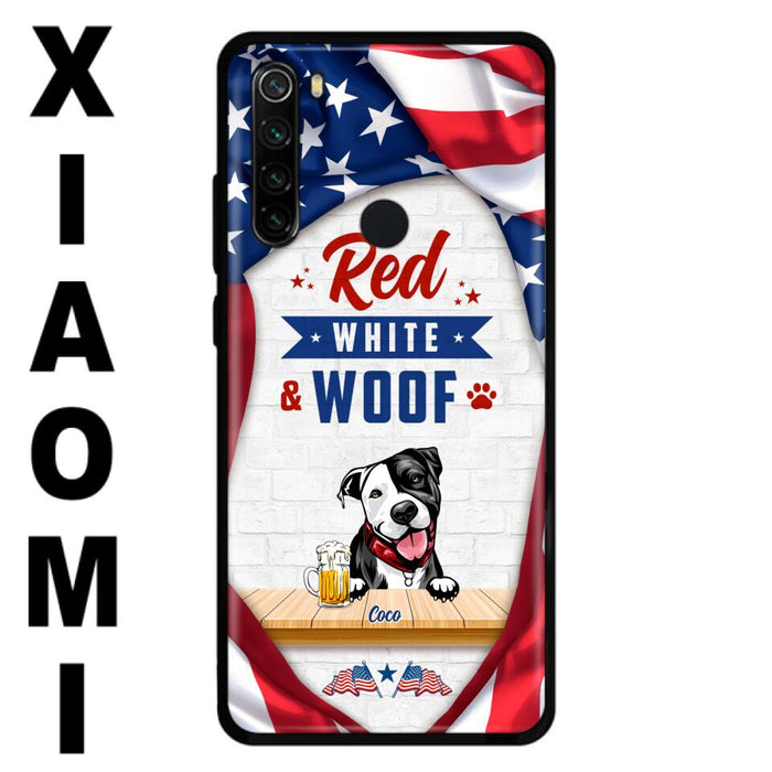 Custom Personalized Dog Phone Case - Gift Idea For Independence Day/ Dog Lover - Red, White & Woof - Case For Xiaomi, Oppo And Huawei