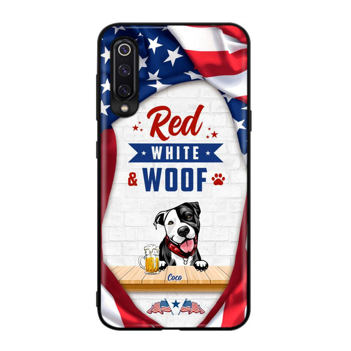 Custom Personalized Dog Phone Case - Gift Idea For Independence Day/ Dog Lover - Red, White & Woof - Case For Xiaomi, Oppo And Huawei