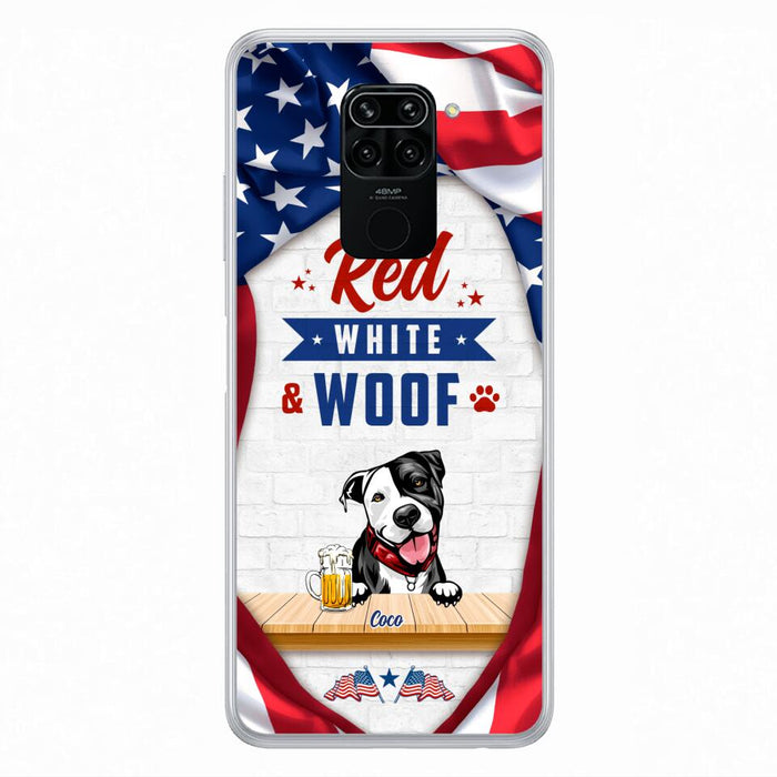 Custom Personalized Dog Phone Case - Gift Idea For Independence Day/ Dog Lover - Red, White & Woof - Case For Xiaomi, Oppo And Huawei