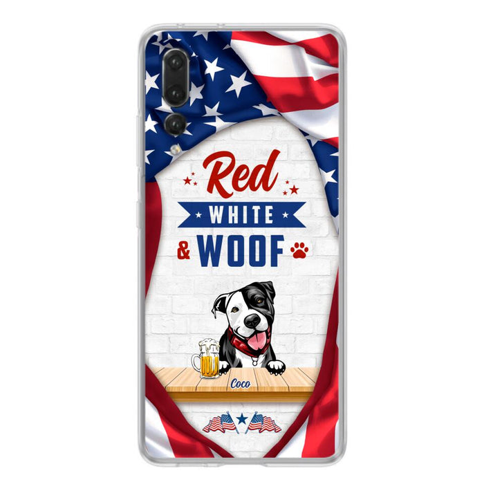 Custom Personalized Dog Phone Case - Gift Idea For Independence Day/ Dog Lover - Red, White & Woof - Case For Xiaomi, Oppo And Huawei