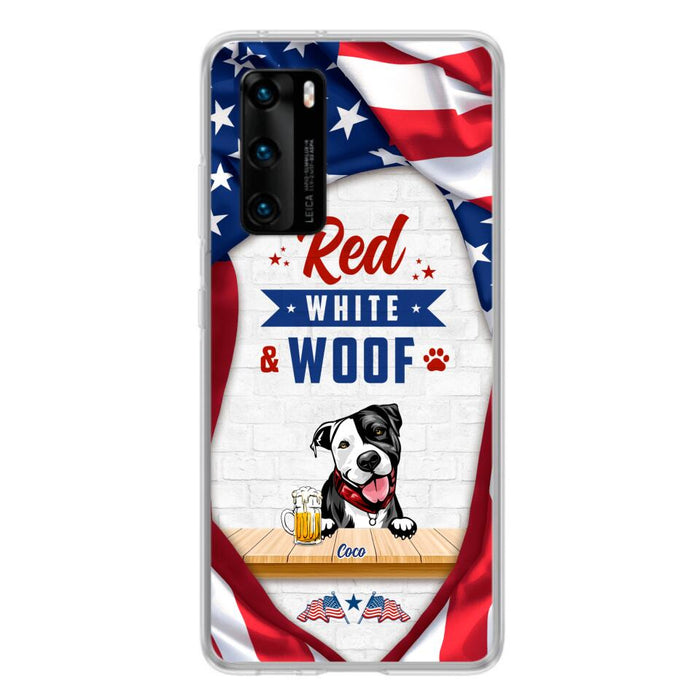 Custom Personalized Dog Phone Case - Gift Idea For Independence Day/ Dog Lover - Red, White & Woof - Case For Xiaomi, Oppo And Huawei