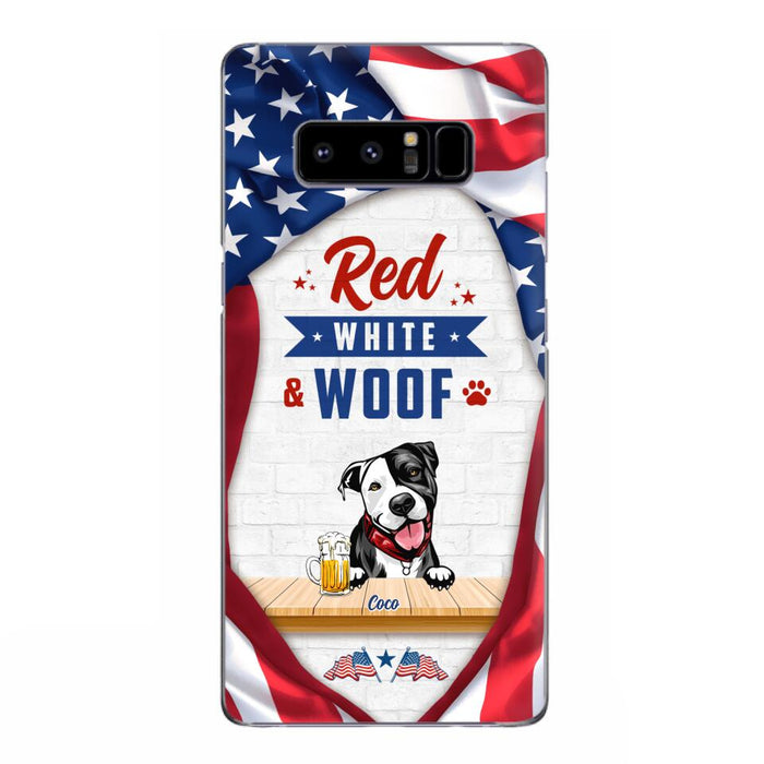 Custom Personalized Dog Phone Case - Gift Idea For Independence Day/ Dog Lover - Red, White & Woof - Case For iPhone And Samsung