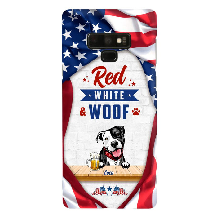 Custom Personalized Dog Phone Case - Gift Idea For Independence Day/ Dog Lover - Red, White & Woof - Case For iPhone And Samsung