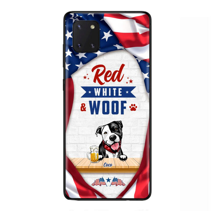 Custom Personalized Dog Phone Case - Gift Idea For Independence Day/ Dog Lover - Red, White & Woof - Case For iPhone And Samsung