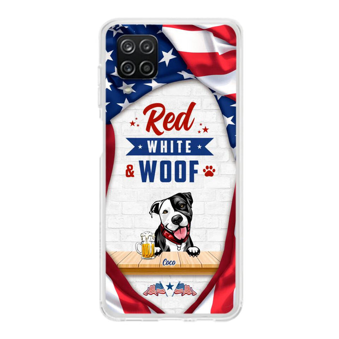 Custom Personalized Dog Phone Case - Gift Idea For Independence Day/ Dog Lover - Red, White & Woof - Case For iPhone And Samsung