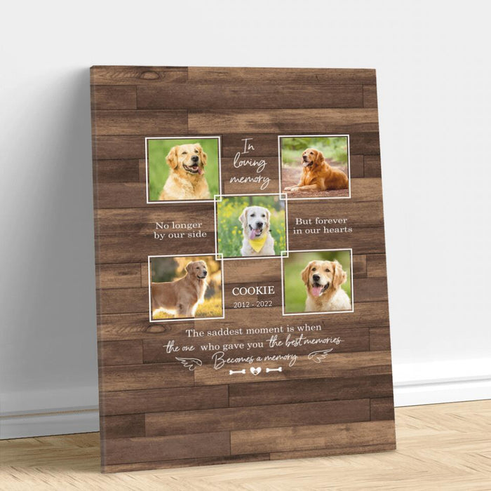 Custom Photo In Loving Memory Pet Canvas - Memorial Gift Idea For Dog/ Cat Lover - No Longer By Our Side But Forever In Our Hearts