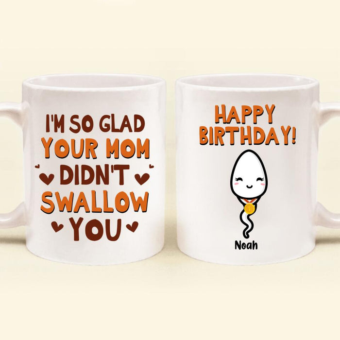 Custom Personalized Birthday Sperm Coffee Mug - Birthday Gift For Child From Father - Today We Celebrate The Only Time You've Won A Race