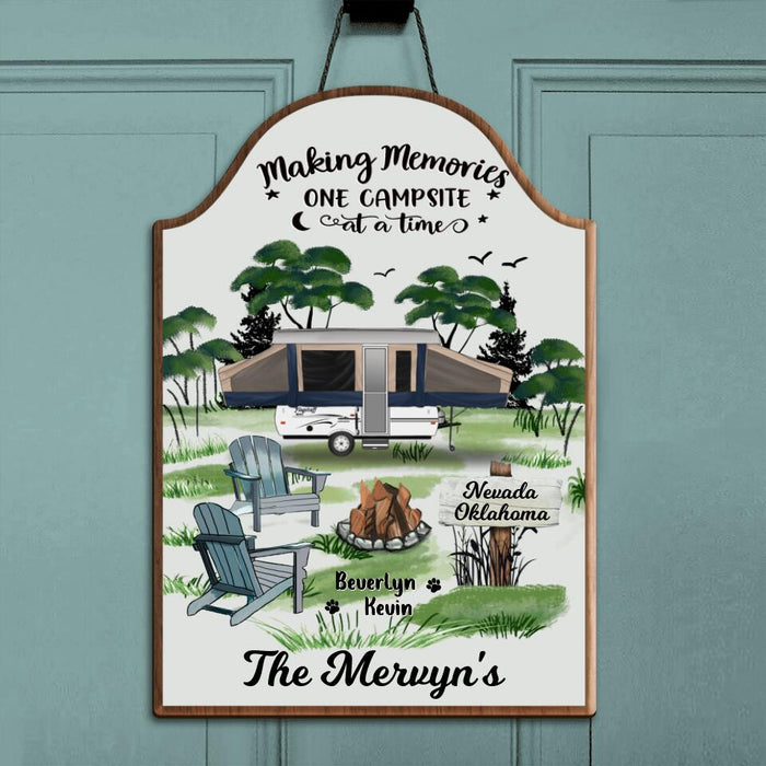 Custom Personalized Camping Door Sign - Gift For Camping Lovers - Making Memories One Campsite At A Time