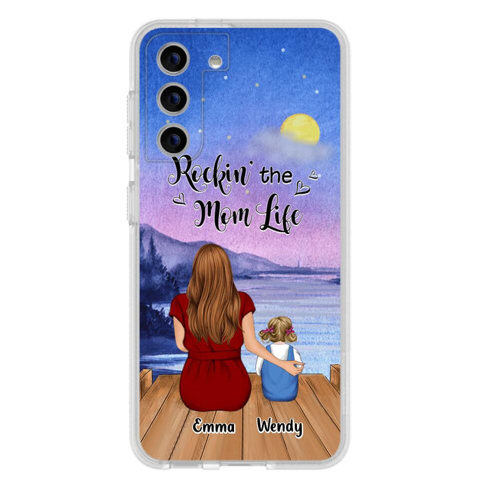 Custom Personalized Mom Phone Case - Mom With Upto 5 Children - Best Gift For Mother's Day/Family - Rockin' The Mom Life - Case for iPhone/Samsung