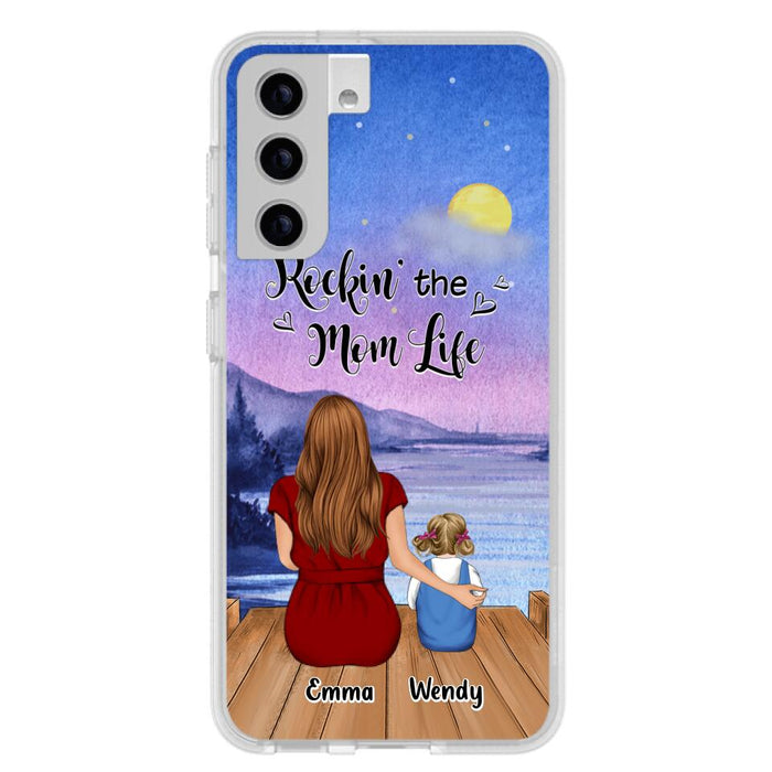 Custom Personalized Mom Phone Case - Mom With Upto 5 Children - Best Gift For Mother's Day/Family - Rockin' The Mom Life - Case for iPhone/Samsung