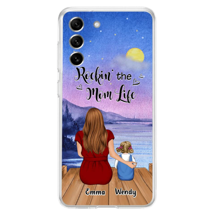 Custom Personalized Mom Phone Case - Mom With Upto 5 Children - Best Gift For Mother's Day/Family - Rockin' The Mom Life - Case for iPhone/Samsung