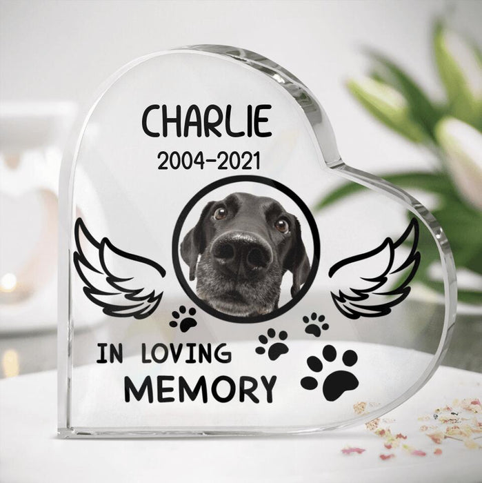 Custom Personalized Pet Memorial Crystal Heart - Memorial Gift Idea For Pet Lover - In Loving Memory