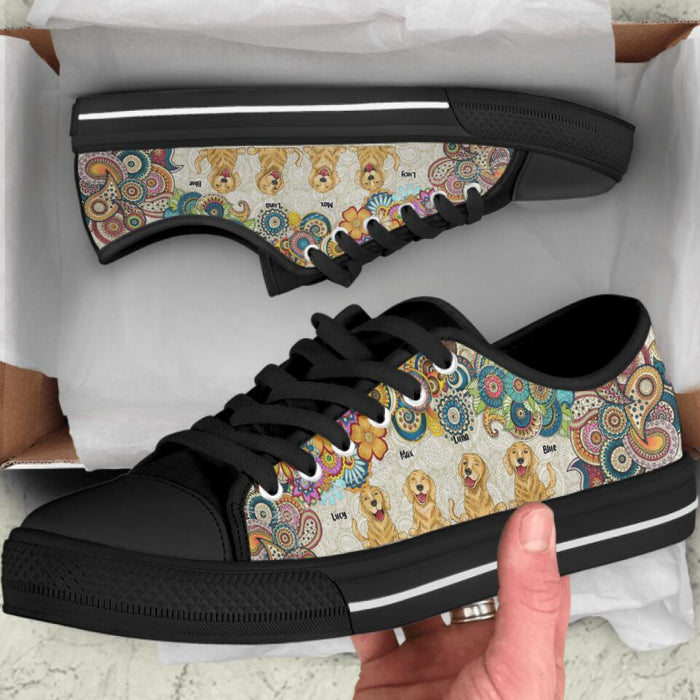 Custom Personalized Golden Retriever Low Top Sneakers - up to 4 Dogs - Gift Idea For Dog Lover