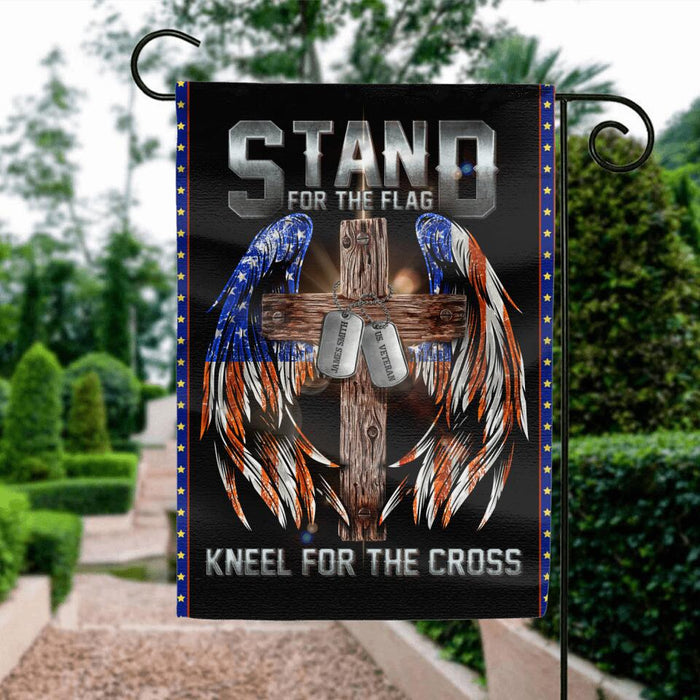 Custom Personalized U.S Veteran Flag Sign - Gift Idea for Father/Veteran/ Independence Day - Stand For The Flag Kneel For The Cross