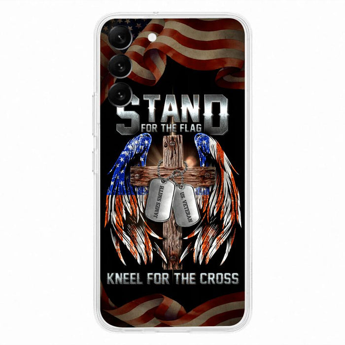 Custom Personalized U.S Veteran Phone Case - Gift Idea for Father/Veteran/ Independence Day - Stand For The Flag Kneel For The Cross - Case For iPhone And Samsung