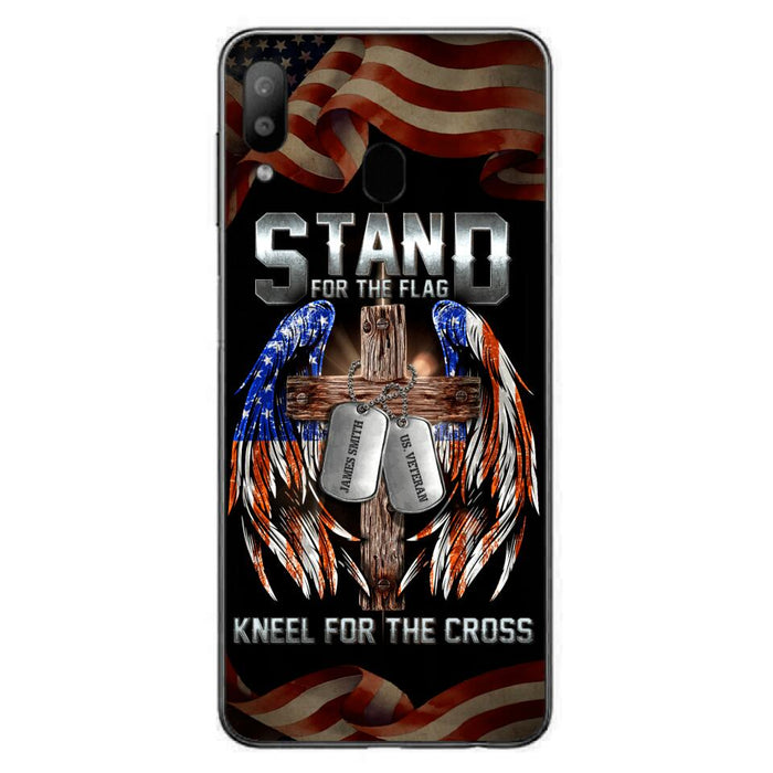 Custom Personalized U.S Veteran Phone Case - Gift Idea for Father/Veteran/ Independence Day - Stand For The Flag Kneel For The Cross - Case For iPhone And Samsung