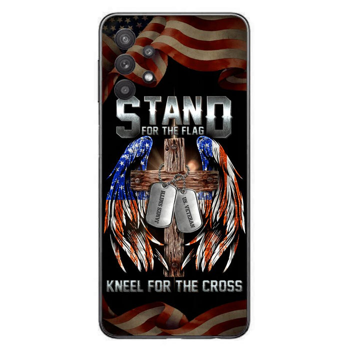 Custom Personalized U.S Veteran Phone Case - Gift Idea for Father/Veteran/ Independence Day - Stand For The Flag Kneel For The Cross - Case For iPhone And Samsung