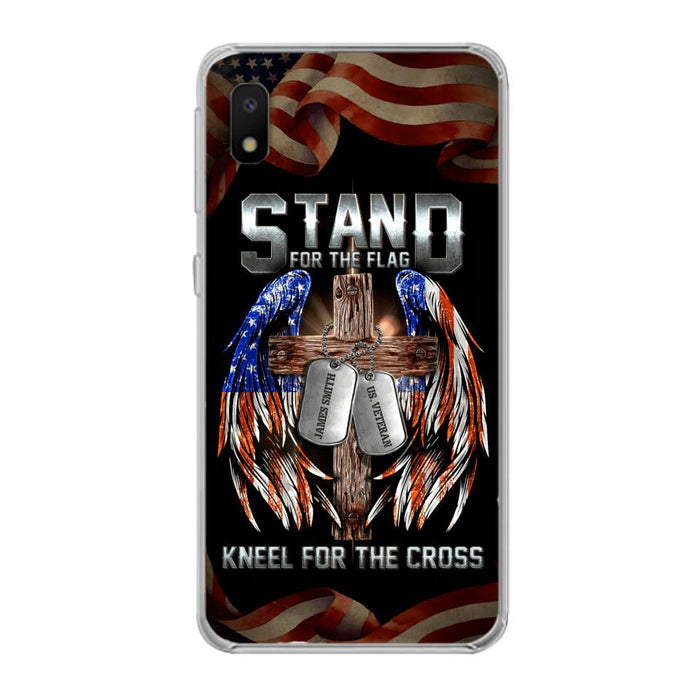 Custom Personalized U.S Veteran Phone Case - Gift Idea for Father/Veteran/ Independence Day - Stand For The Flag Kneel For The Cross - Case For iPhone And Samsung