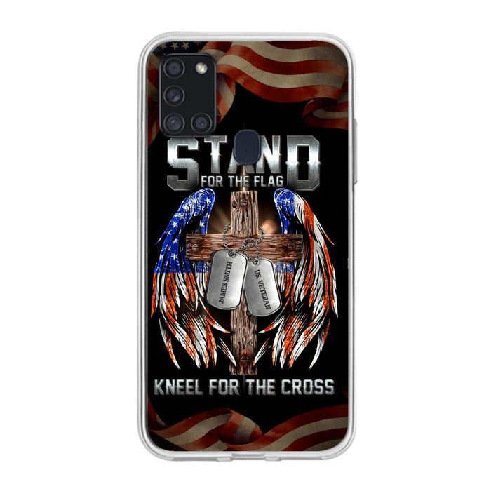 Custom Personalized U.S Veteran Phone Case - Gift Idea for Father/Veteran/ Independence Day - Stand For The Flag Kneel For The Cross - Case For iPhone And Samsung