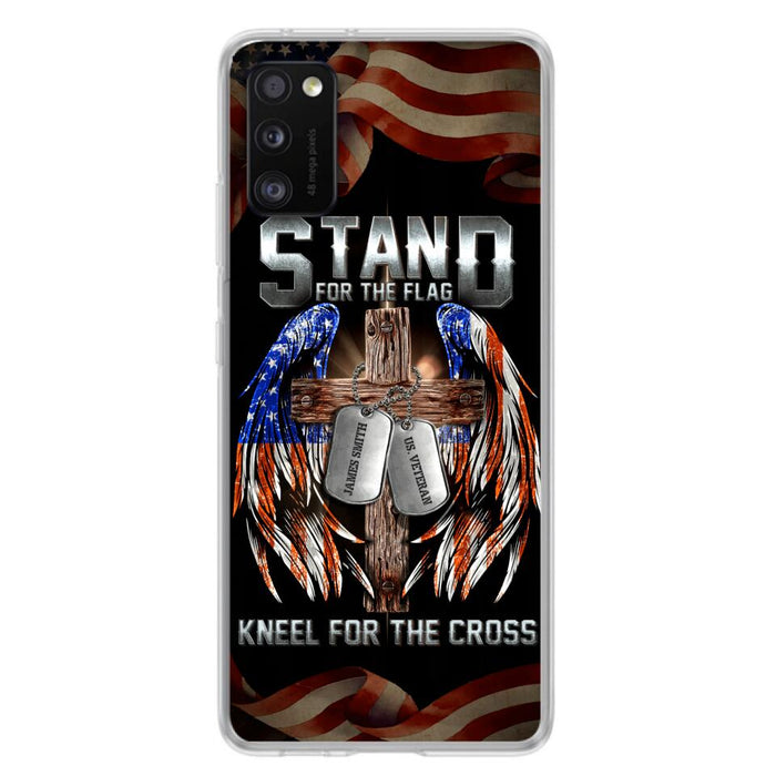 Custom Personalized U.S Veteran Phone Case - Gift Idea for Father/Veteran/ Independence Day - Stand For The Flag Kneel For The Cross - Case For iPhone And Samsung