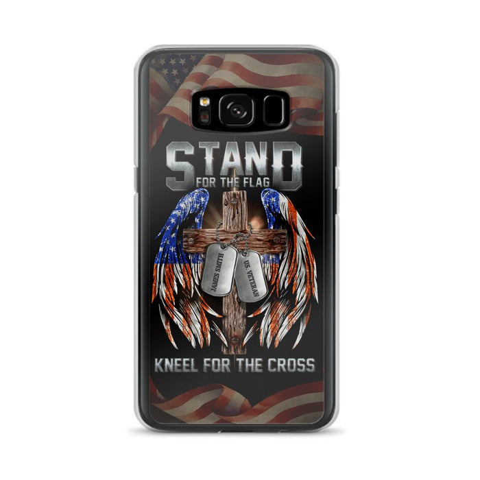 Custom Personalized U.S Veteran Phone Case - Gift Idea for Father/Veteran/ Independence Day - Stand For The Flag Kneel For The Cross - Case For iPhone And Samsung