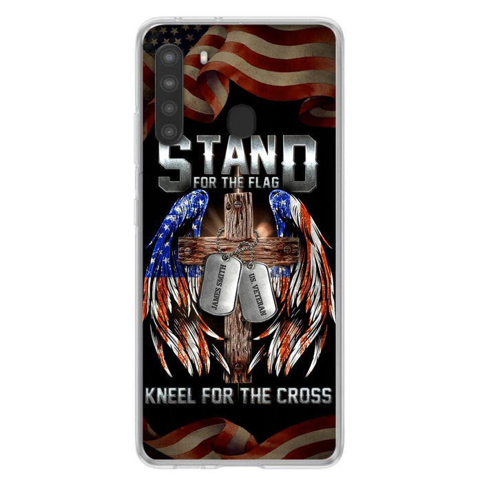 Custom Personalized U.S Veteran Phone Case - Gift Idea for Father/Veteran/ Independence Day - Stand For The Flag Kneel For The Cross - Case For iPhone And Samsung