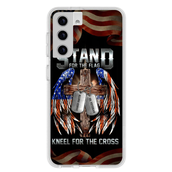 Custom Personalized U.S Veteran Phone Case - Gift Idea for Father/Veteran/ Independence Day - Stand For The Flag Kneel For The Cross - Case For iPhone And Samsung