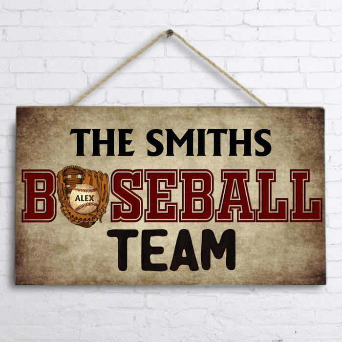 Custom Personalized The Smiths Baseball Team Wooden Sign - Upto 7 Kids - Gift For Father/ Baseball Lover - Family Gift Idea