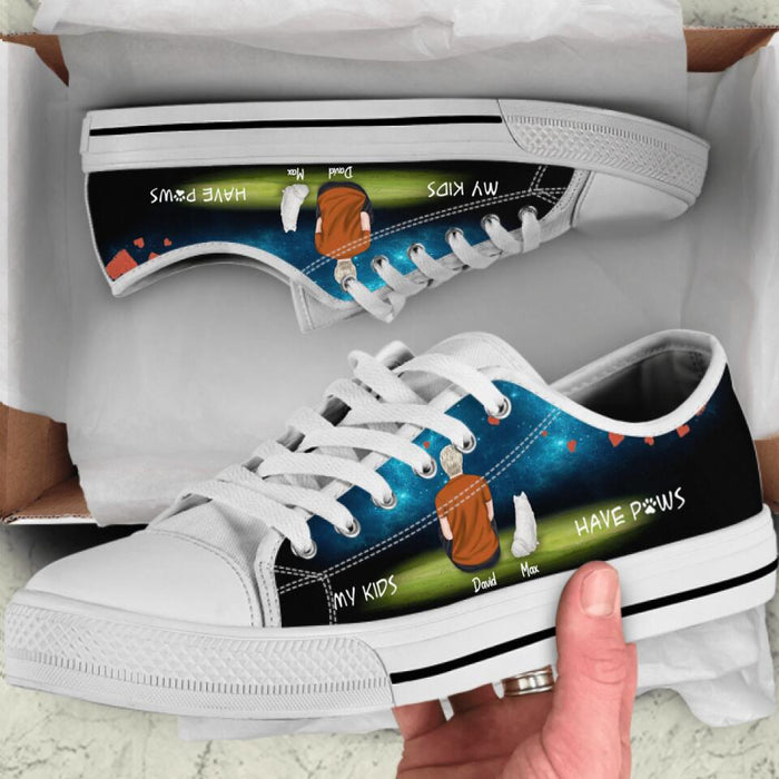 Personalized Pet Mom/Dad Low Top Sneakers - Gift for Couple, Dog Lovers, Cat Lovers - Upto 4 Pets - IC6VNS