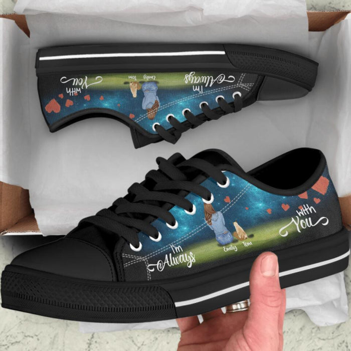 Custom Personalized Couple And Pets Sneakers - Upto 3 Pets - Best Christmas Gift For Dog/Cat Lovers - I'm Always With You - NLWVKS