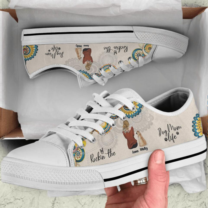 Custom Personalized Dog Mom Sneakers - Upto 4 Dogs - Gift Idea For Dog Lovers - Rockin' The Dog Mom Life