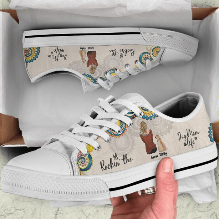 Custom Personalized Dog Mom Sneakers - Upto 4 Dogs - Gift Idea For Dog Lovers - Rockin' The Dog Mom Life