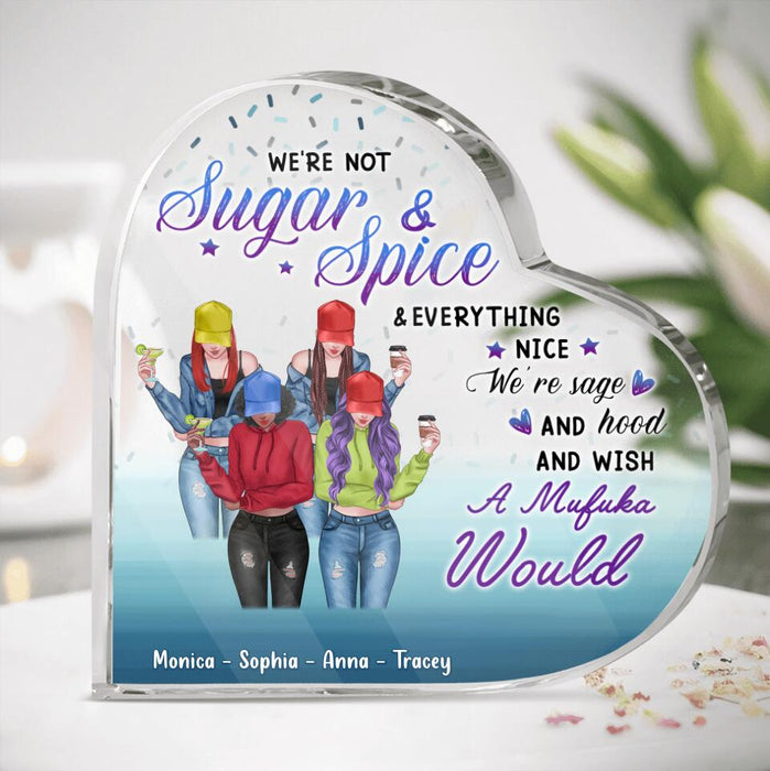 Custom Personalized Friends/ Sisters Crystal Heart - Gift Idea For Best Friends with up to 4 Girls - We're Not Sugar & Spice